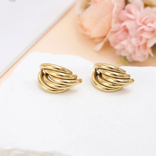 FUSION - Boucles d’Oreilles Entrelacées Demi-Anneaux