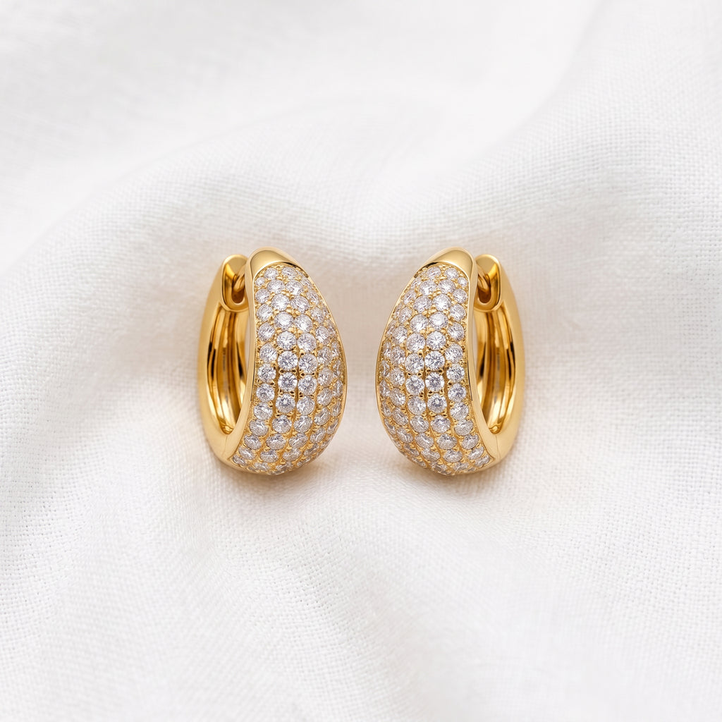 Créoles Soleil - Boucles d'oreilles dorées ornées des strass