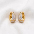 Créoles Soleil - Boucles d'oreilles dorées ornées des strass